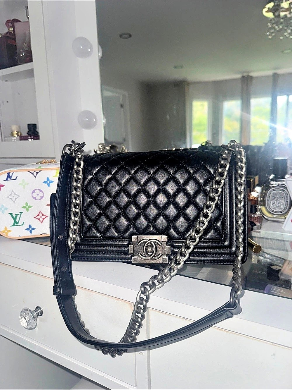 Boy  Flap Bag Old Medium Shoulder Bag Black